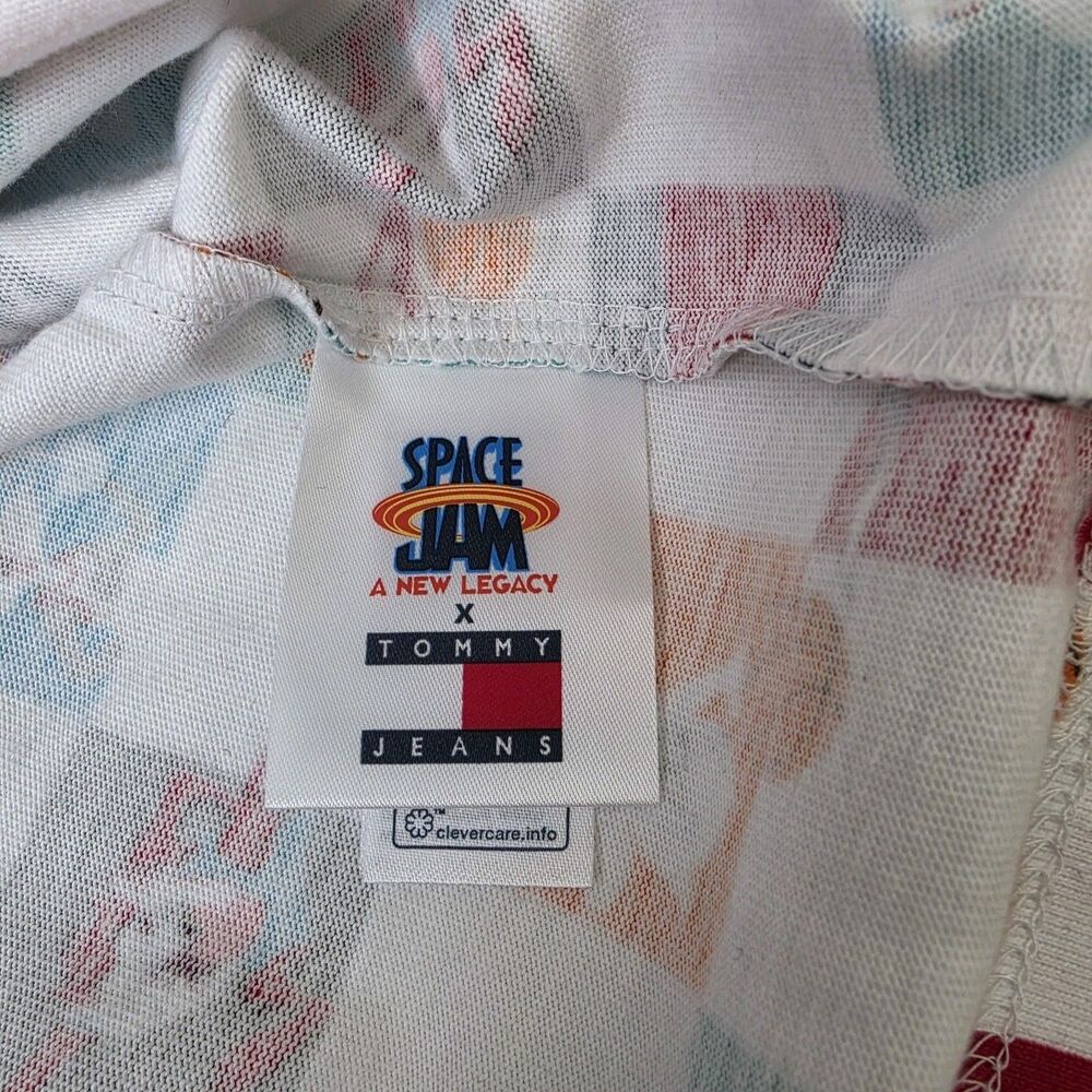 RARE TOMMY JEANS X SPACE JAM 2 CHECKERED PRINT T SHIRT Men Small NWT - Picture 10 of 11